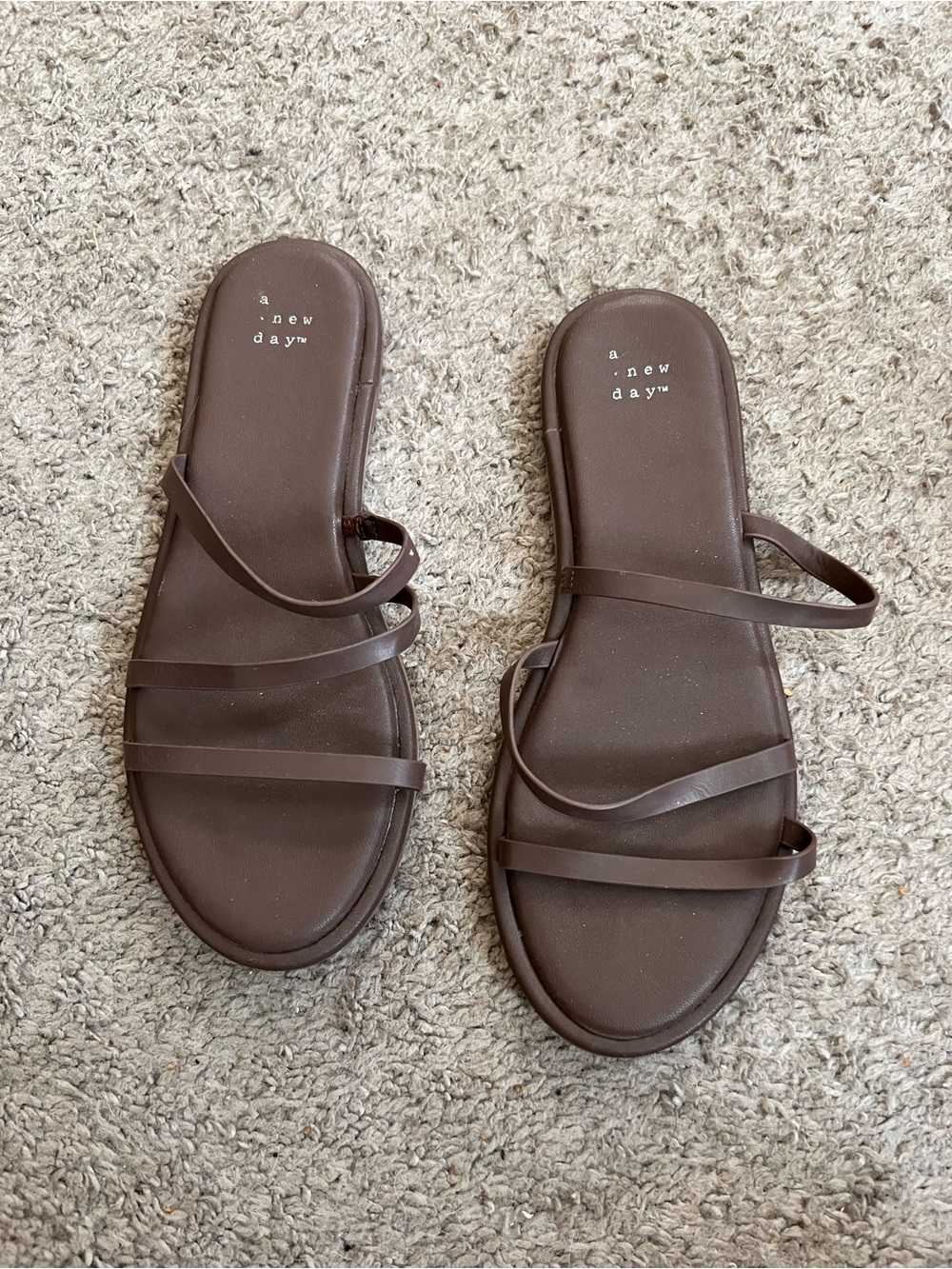 a new day Brown Multi-Strap Slide Sandals for Women